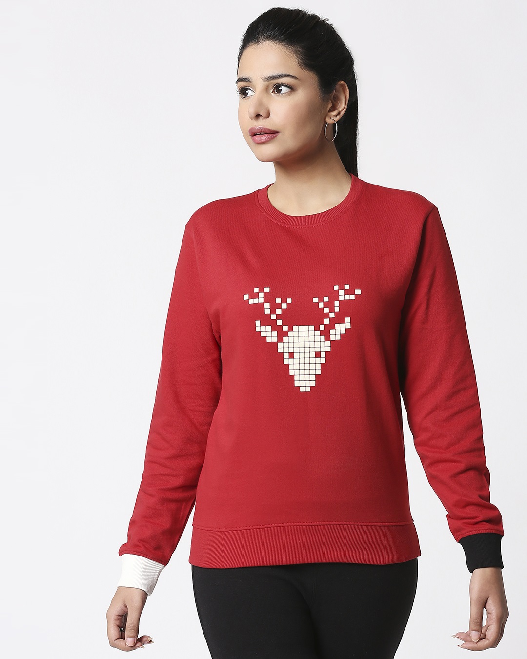 Shop Women HD Chest Print Red Sweatshirt-Back
