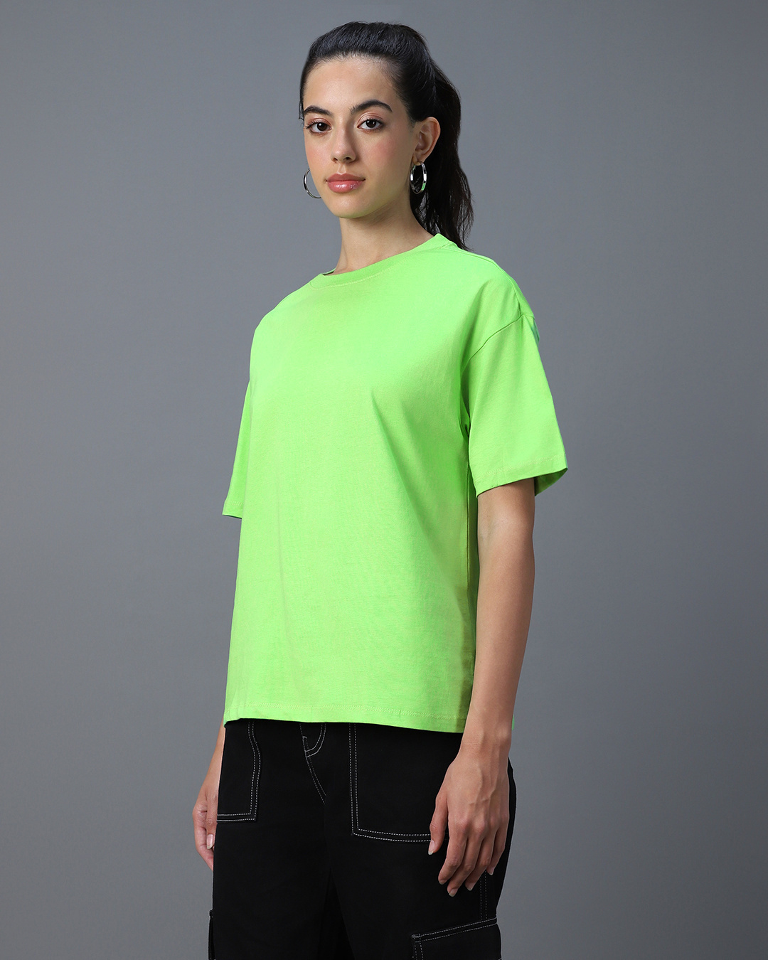 Buy Women's Green Oversized T-shirt Online at Bewakoof