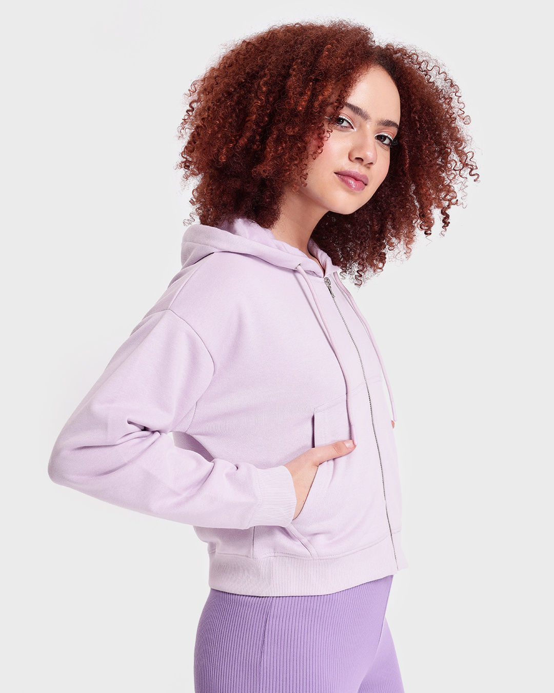 Shop Women's Lilac Crop Hoodie-Back