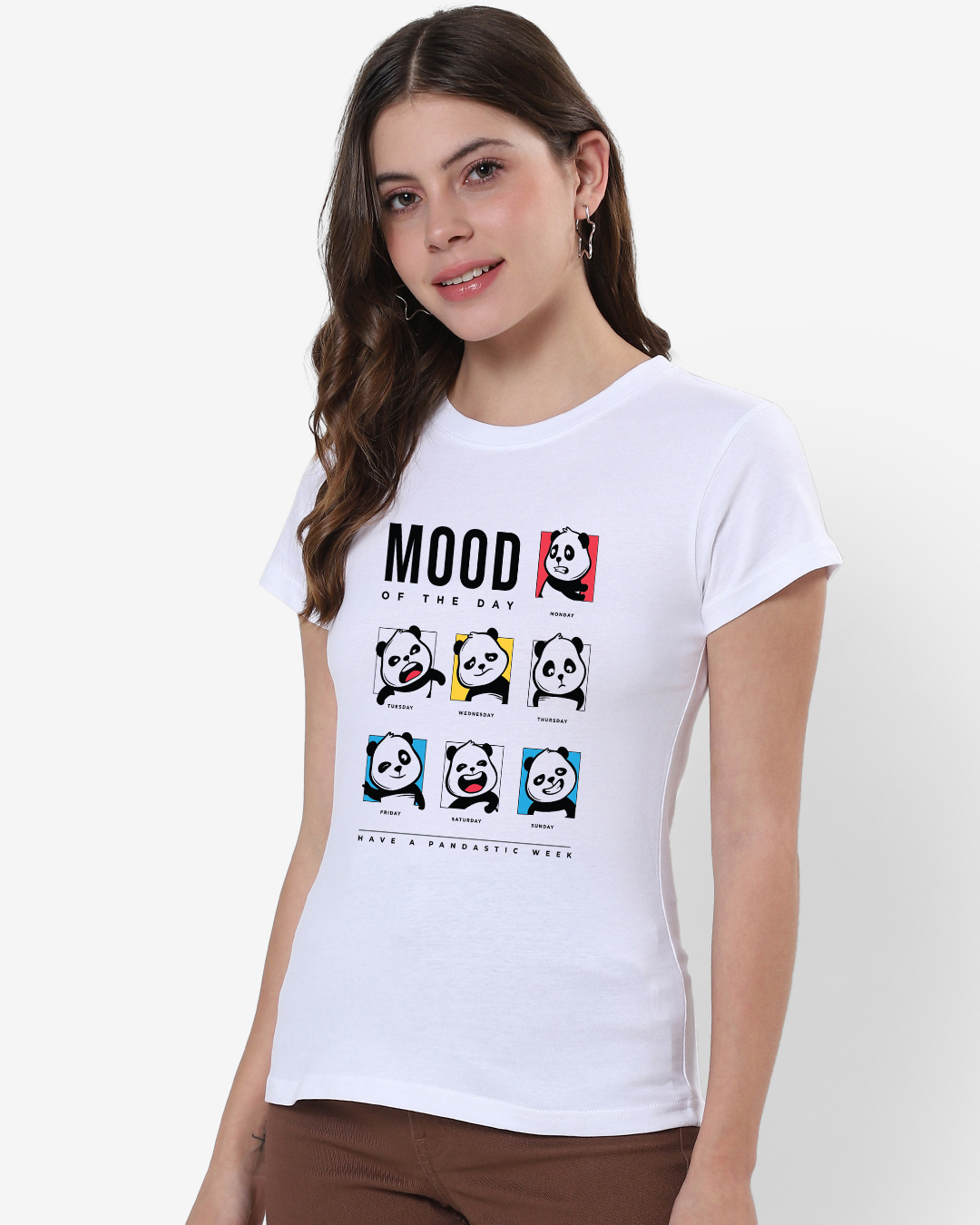 Shop Women's White MOTD Panda Graphic Printed T-shirt-Back