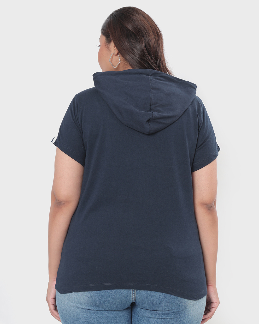 Shop Women's Blue Dope Shit Typography Plus Size Hoodie T-shirt-Back