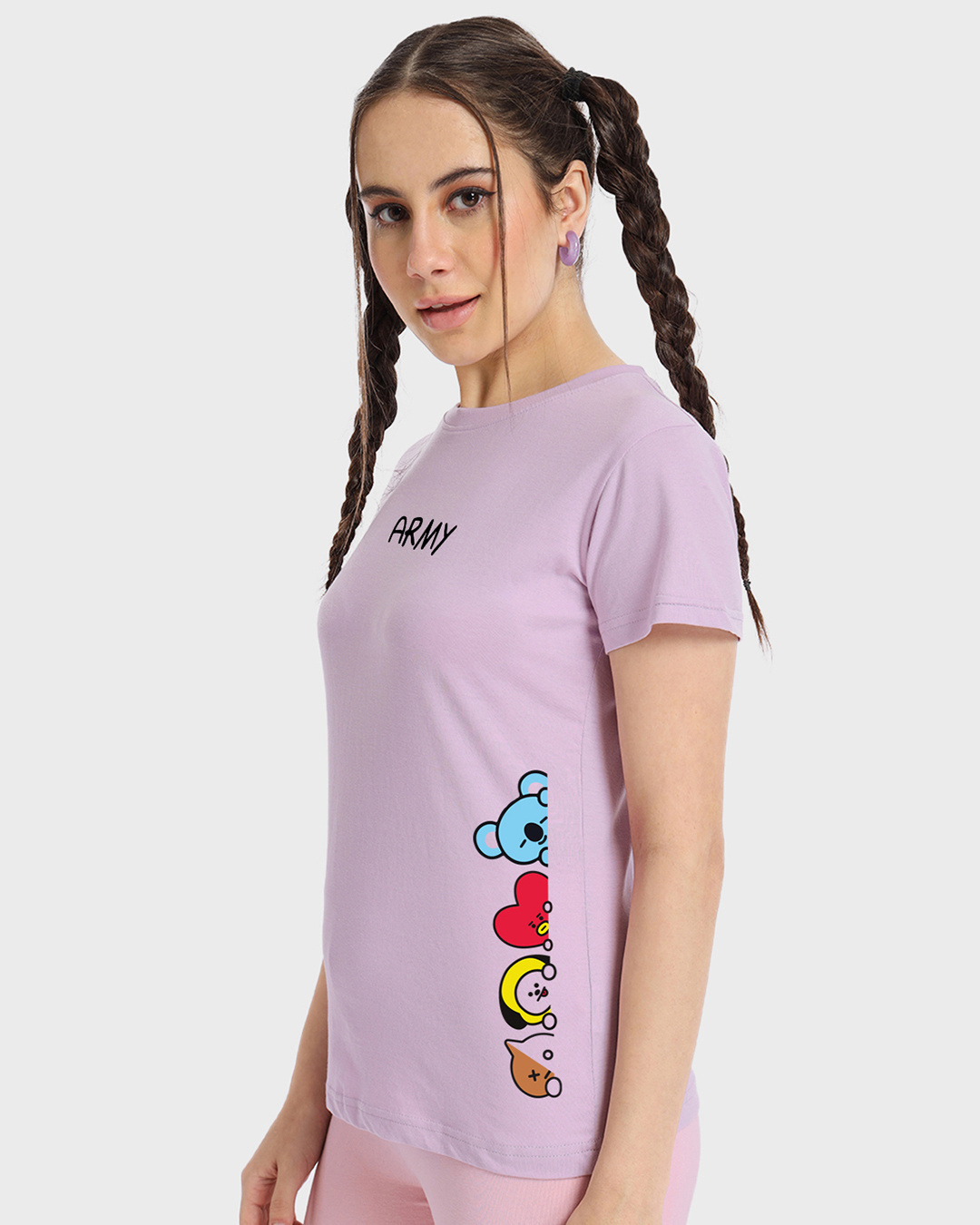 Shop Women's Purple Peeking Army Graphic Printed T-shirt-Back