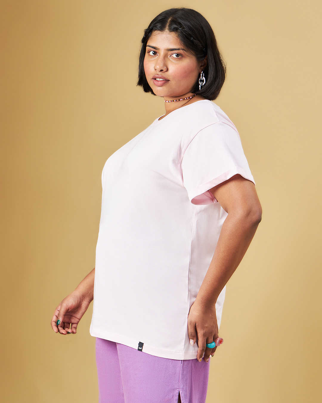 Shop Women's Pink Boyfriend Plus Size T-shirt-Back