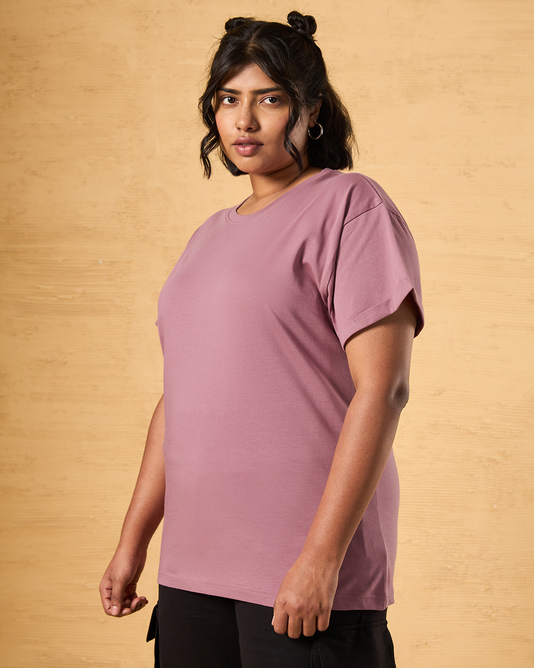 Shop Women's Purple Boyfriend Fit Plus Size T-shirt-Back