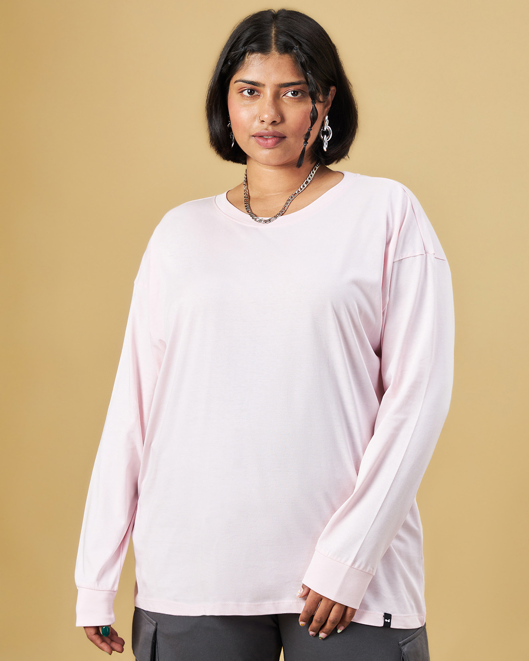 Shop Women's Pink Oversized Plus Size T-shirt-Back