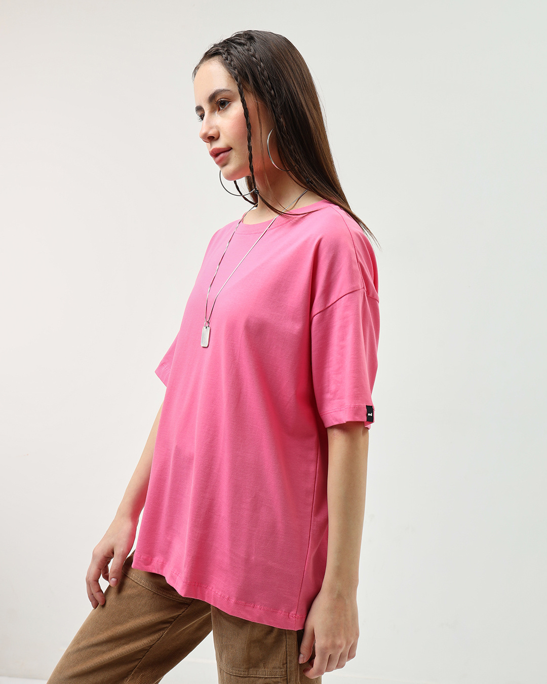 Shop Women's Pink Oversized T-shirt-Back