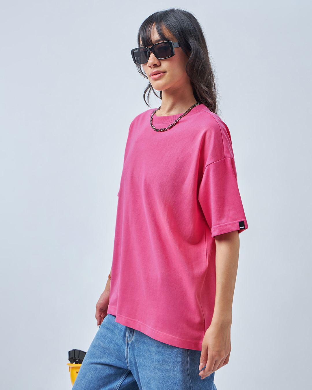 Shop Women's Pink Oversized T-shirt-Back