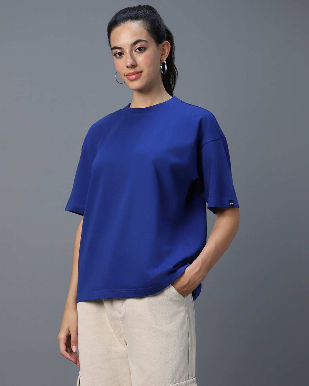 Shop Women's Blue Oversized T-shirt-Back