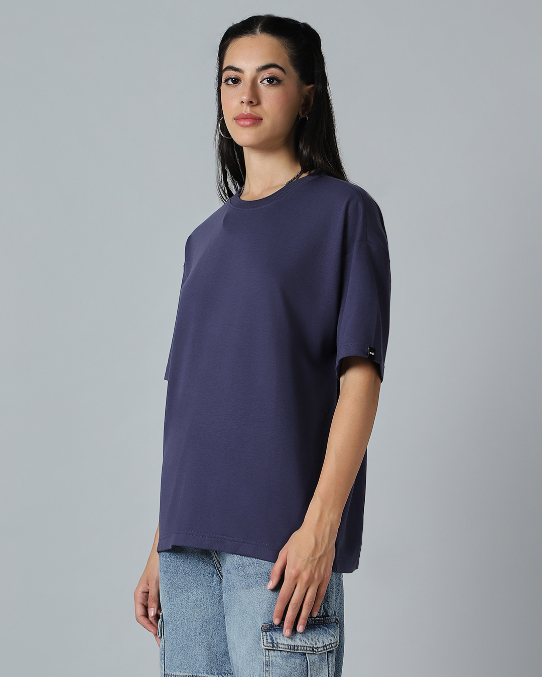 Shop Women's Skipper Blue Oversized T-shirt-Back