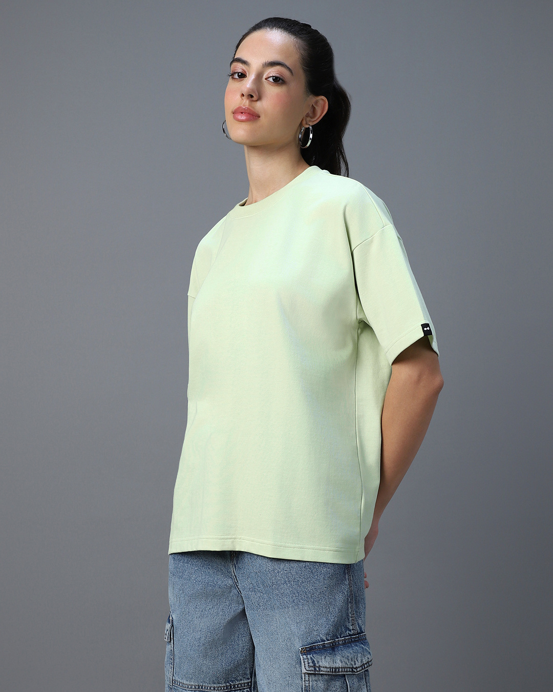 Shop Women's Green Oversized T-shirt-Back