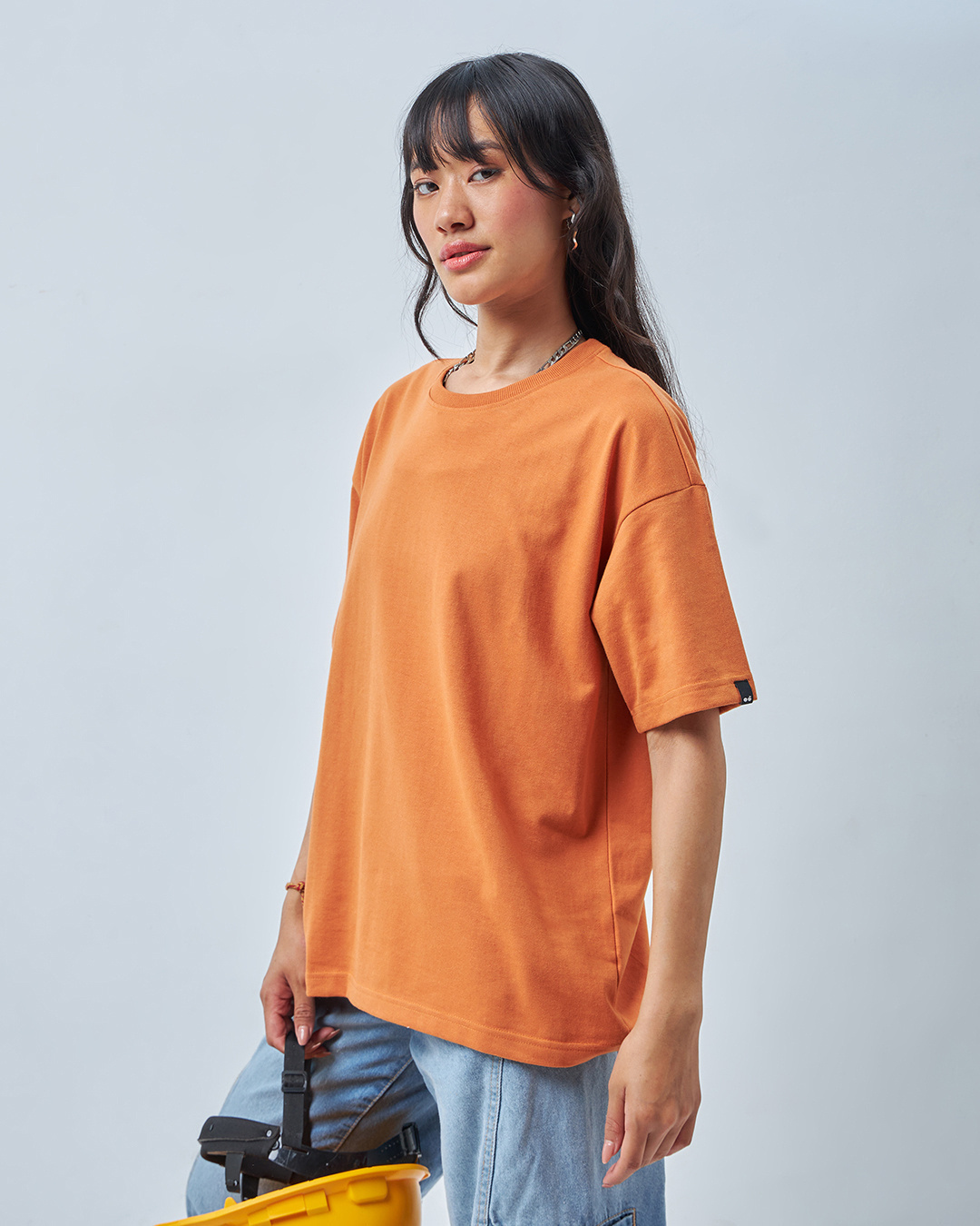 Shop Women's Orange Oversized T-shirt-Back