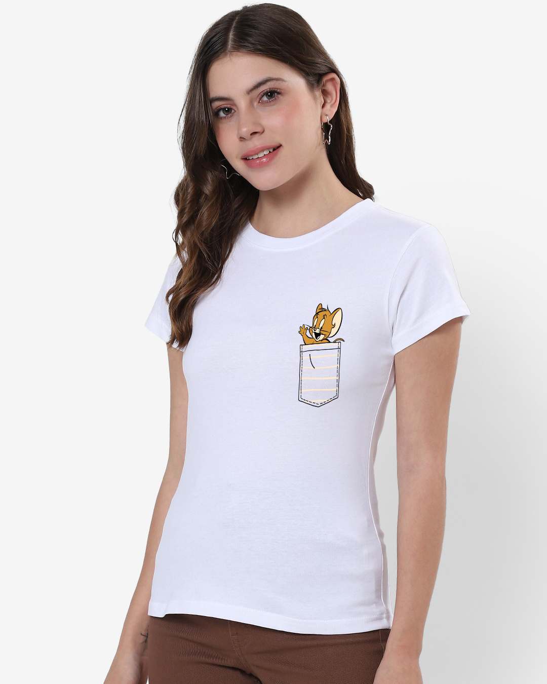 Shop Women's White Pocket Jerry Graphic Printed T-shirt-Back