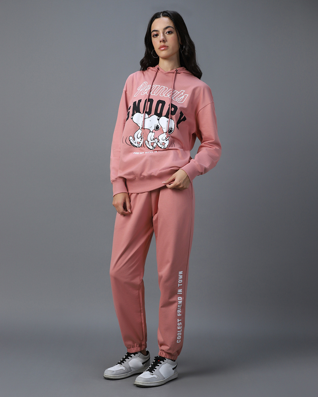 Shop Women's Pink Snoopy Graphic Printed Co-ordinates-Back