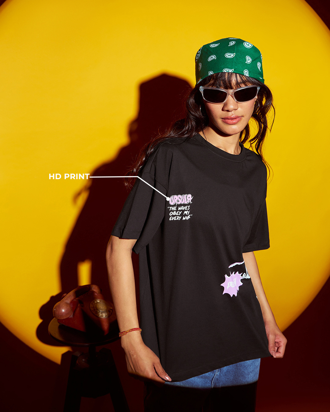 Shop Women's Black Pure Evil Graphic Printed Oversized T-shirt-Back