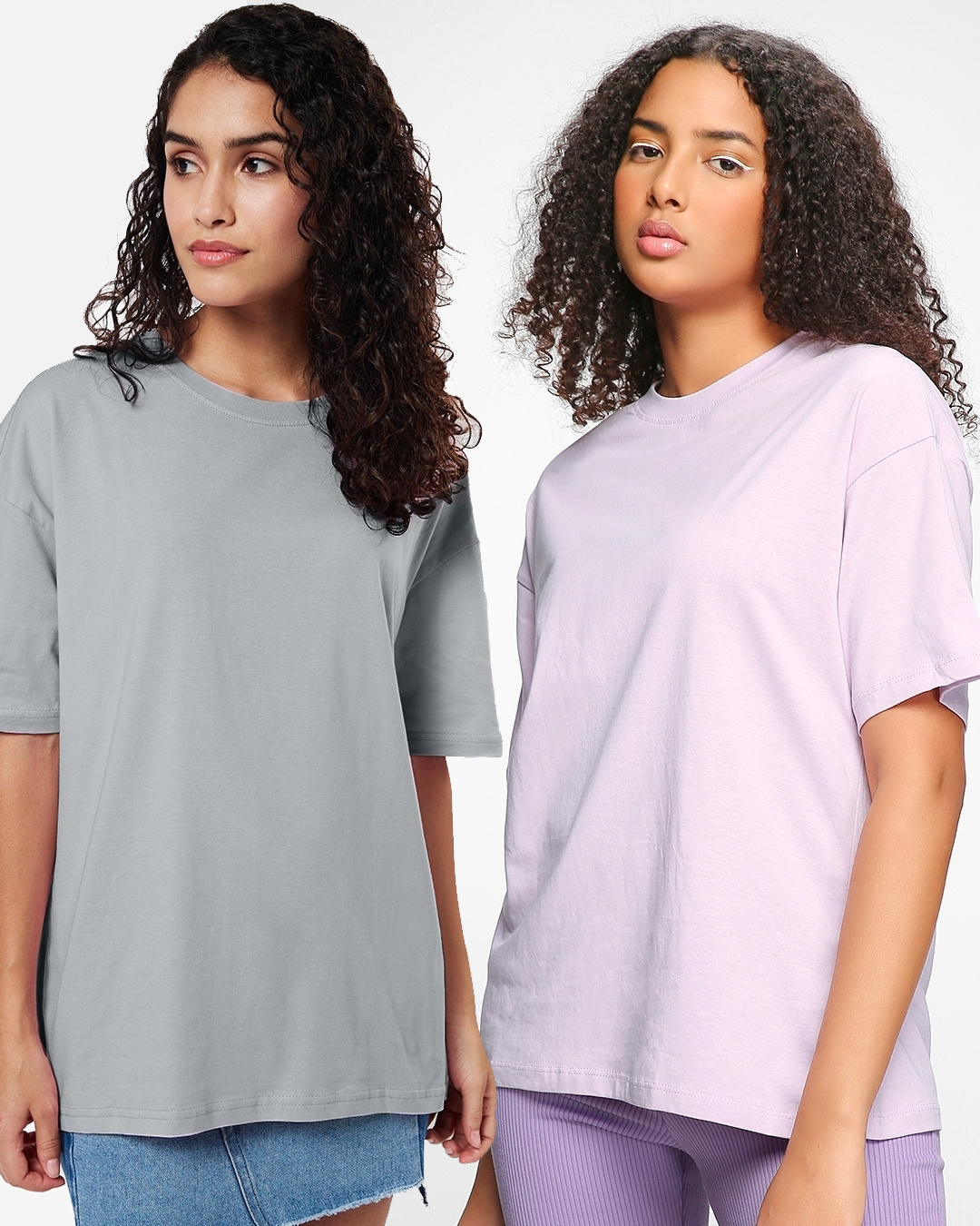 Buy Pack Of 2 Womens Grey And Purple Oversized T Shirt Online At Bewakoof 5460