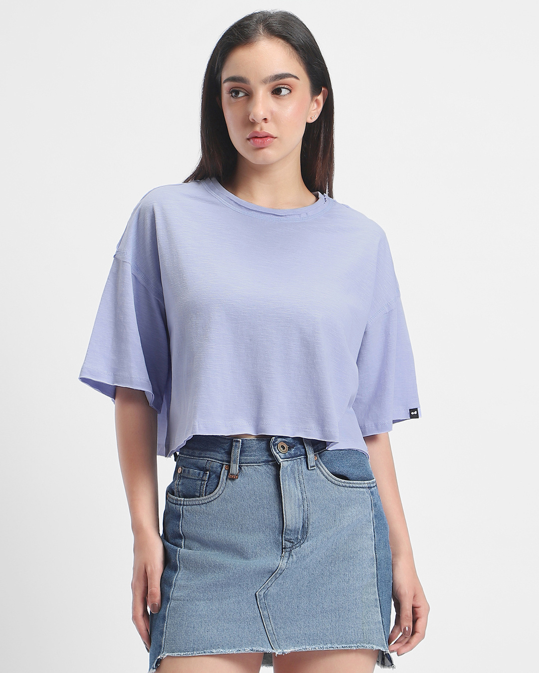Shop Women's Purple Oversized Short Top-Back