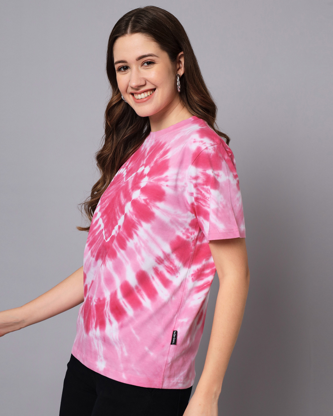 Buy Women's Pink Tie & Dye Oversized Tshirt Online at Bewakoof