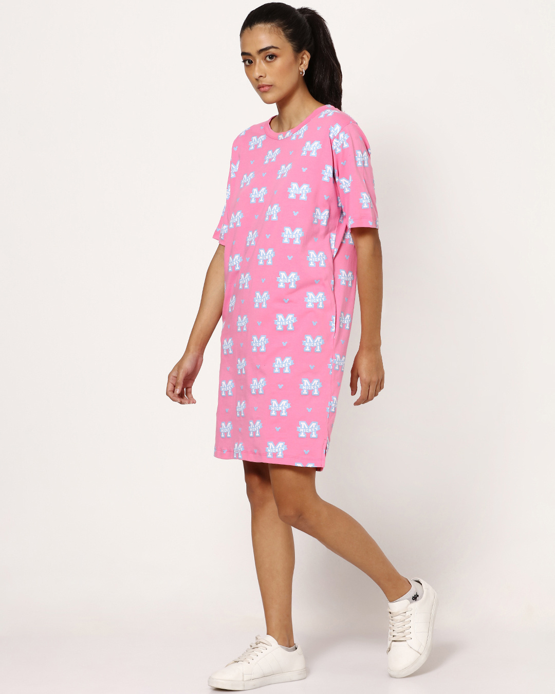 Shop Women's All Over Printed Pink Oversized Dress-Back