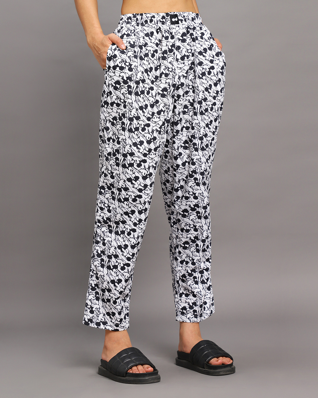 Shop Women's White All Over Mickey Printed Pyjamas-Back
