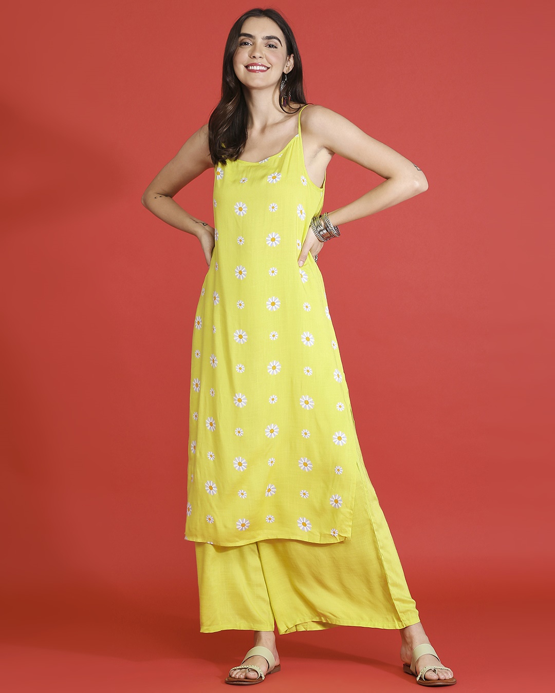 Buy Womens All Floral Printed Warm Olive Kurta And Palazzo Ethnic Set Online In India At Bewakoof 2917