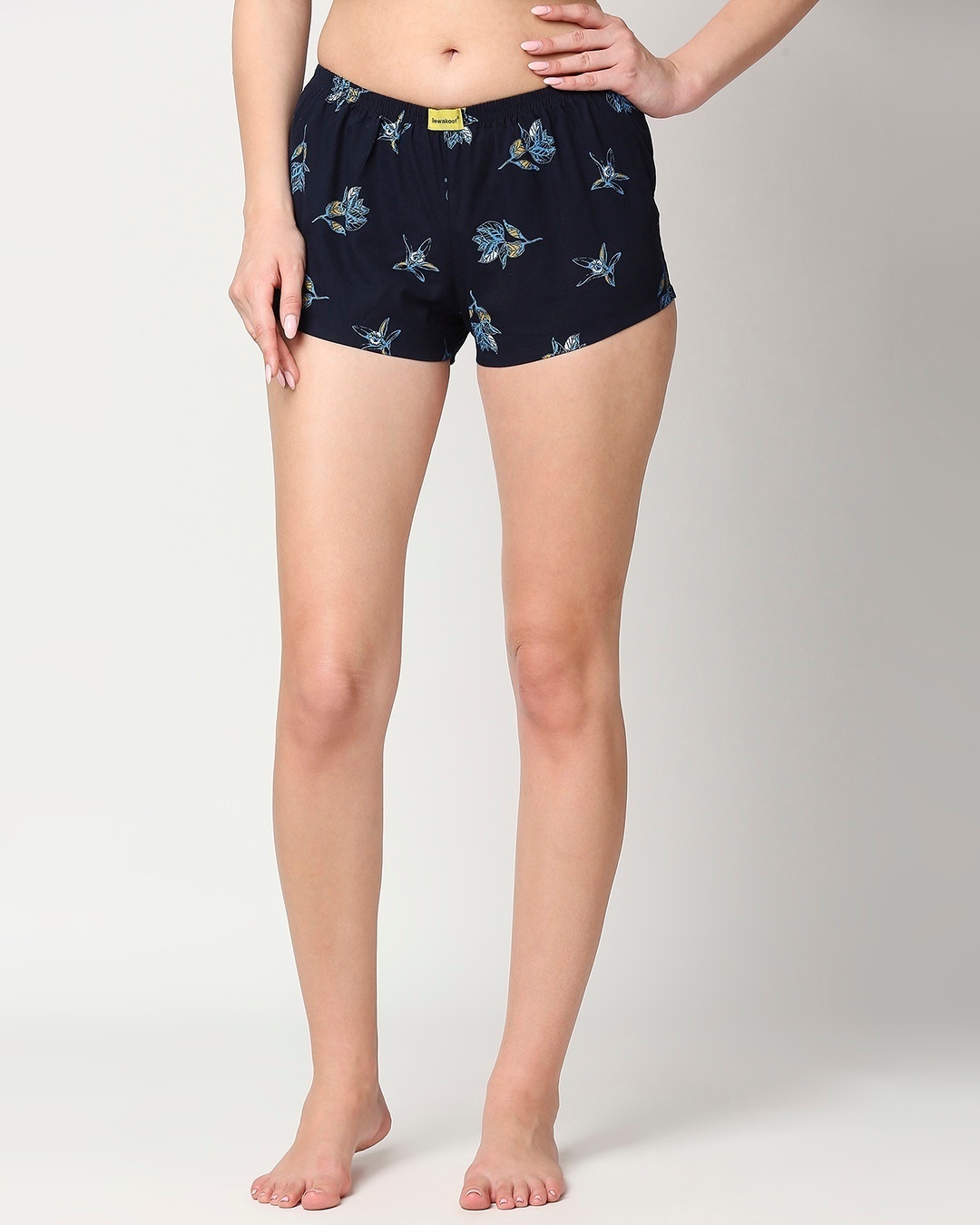 Shop Pack of 2 Women's Navy Blue & Green All Over Printed Boxer Shorts-Back