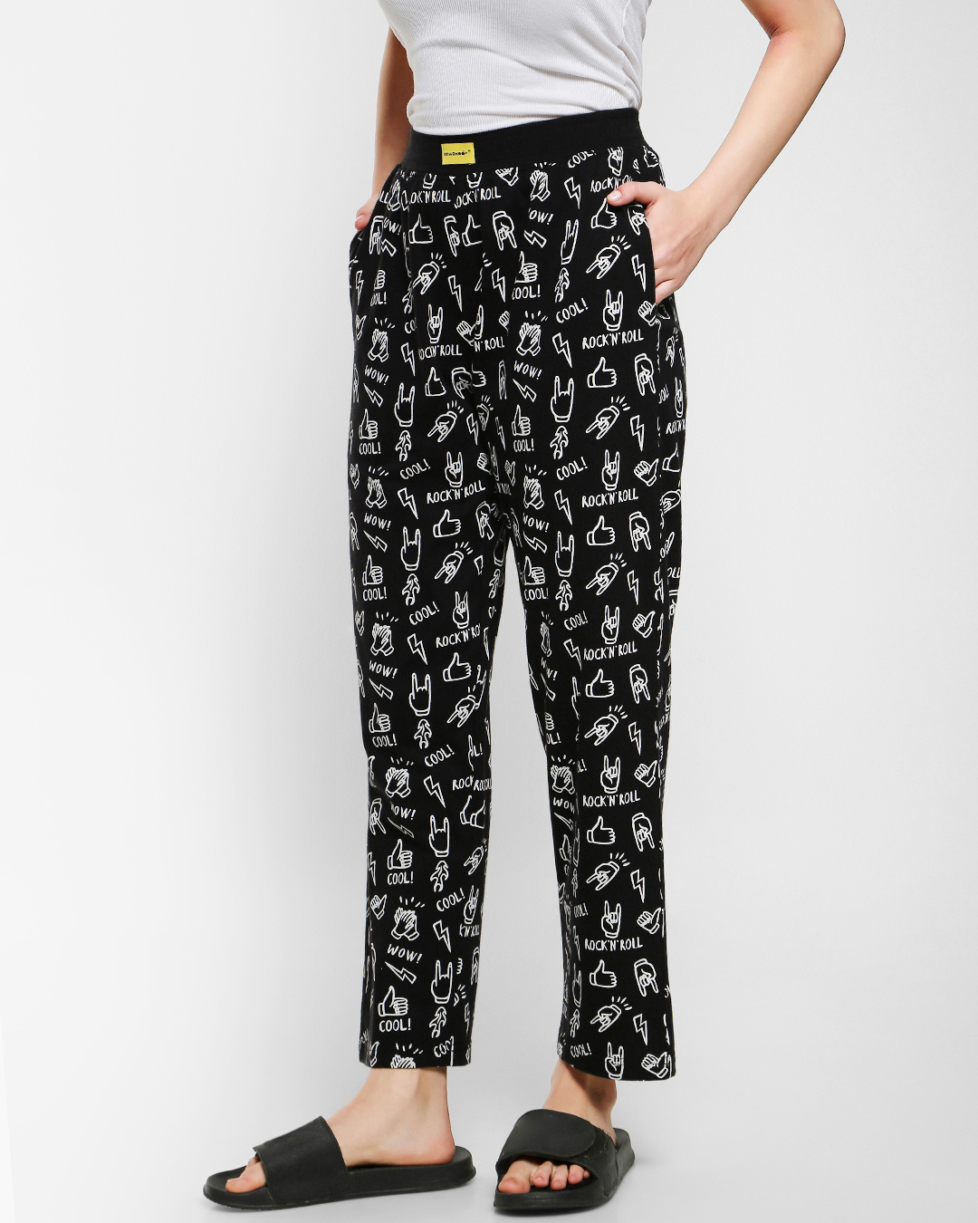 Shop Women's Black All Over Printed Pyjamas-Back