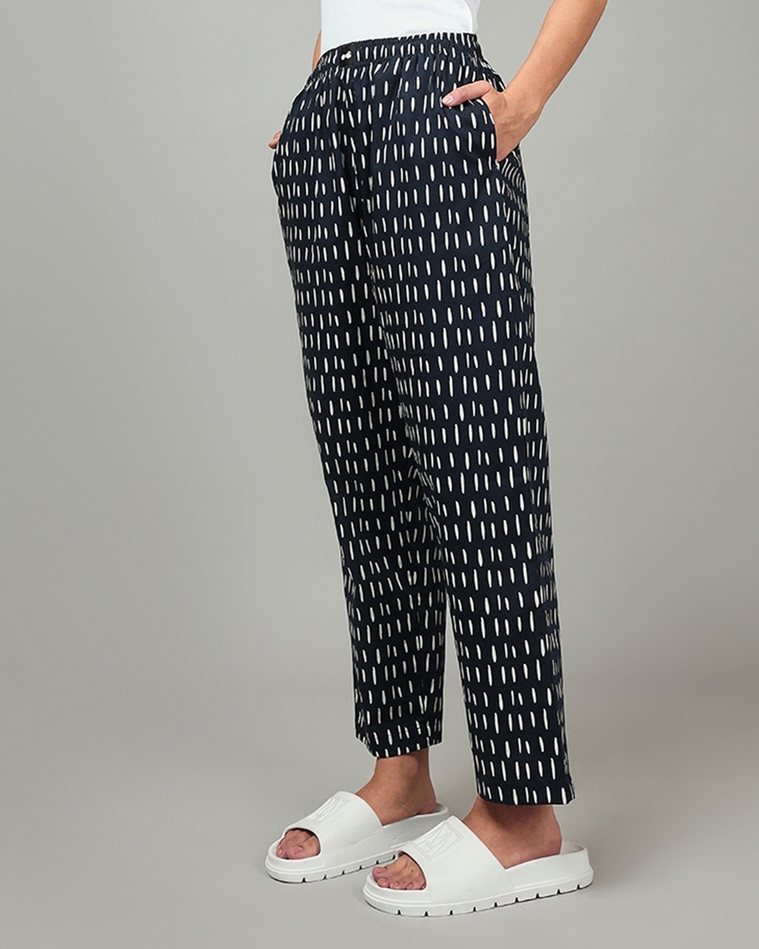 Shop Women's Blue All Over Printed Plus Size Pyjamas-Back