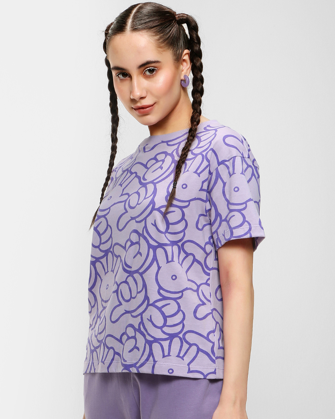 Shop Women's Purple All Over Printed Short Top-Back