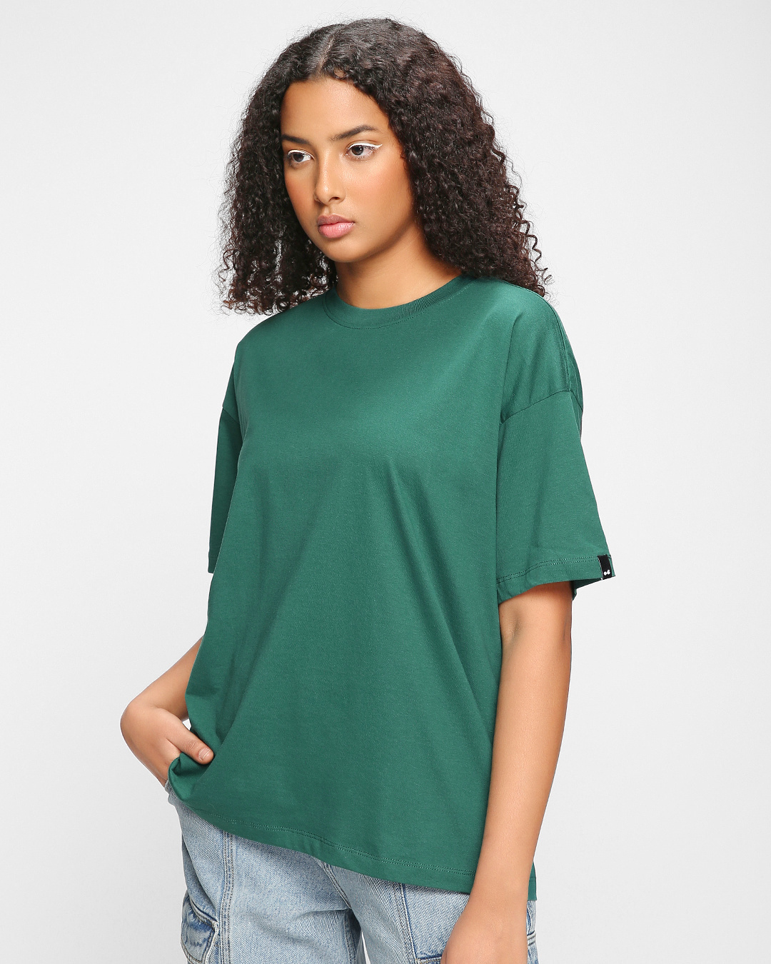 Shop Women's Aventurine Green Oversized T-shirt-Back