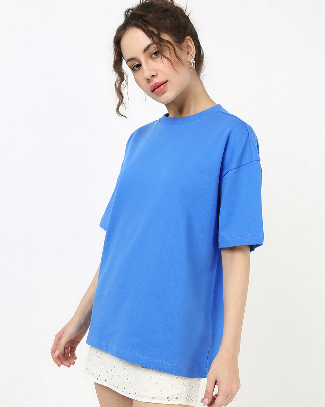 Shop Women's Azure Blue Oversized T-shirt-Back