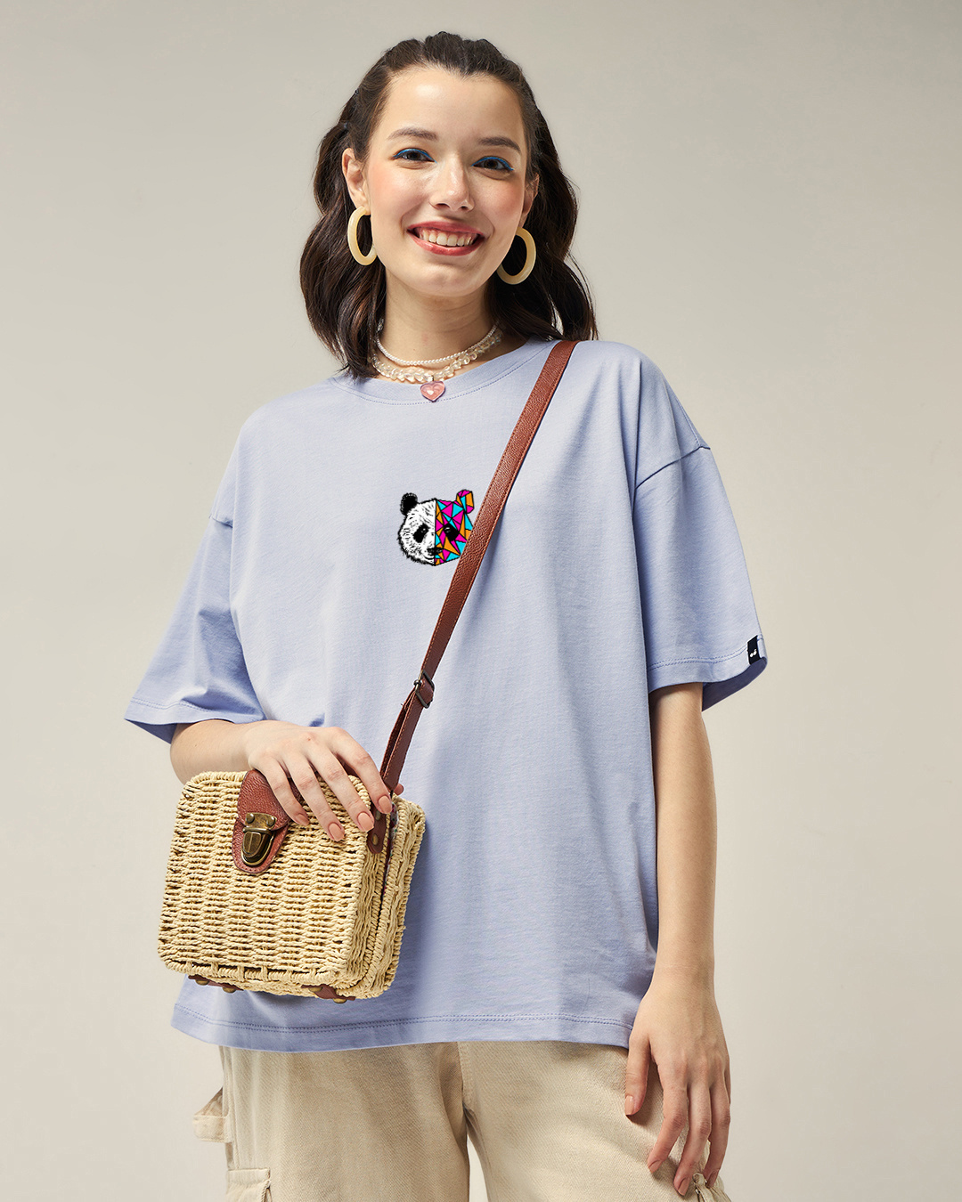 Shop Women's Baby Lavender Better & Better Graphic Printed Oversized T-shirt-Back