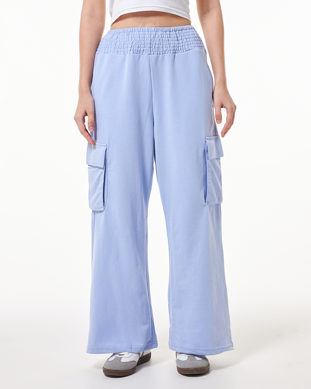 Shop Women's Baby Lavender Flared Cargo Track Pants-Back