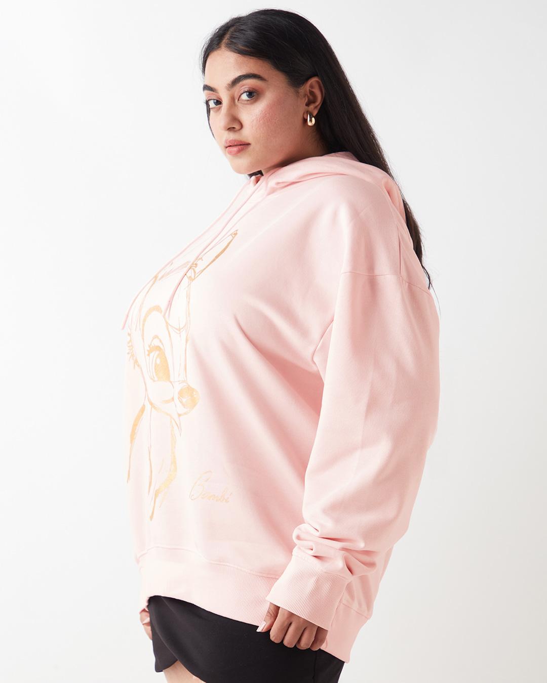 Shop Women's Barely pink Graphic Printed Oversized Plus Size Hoodies-Back