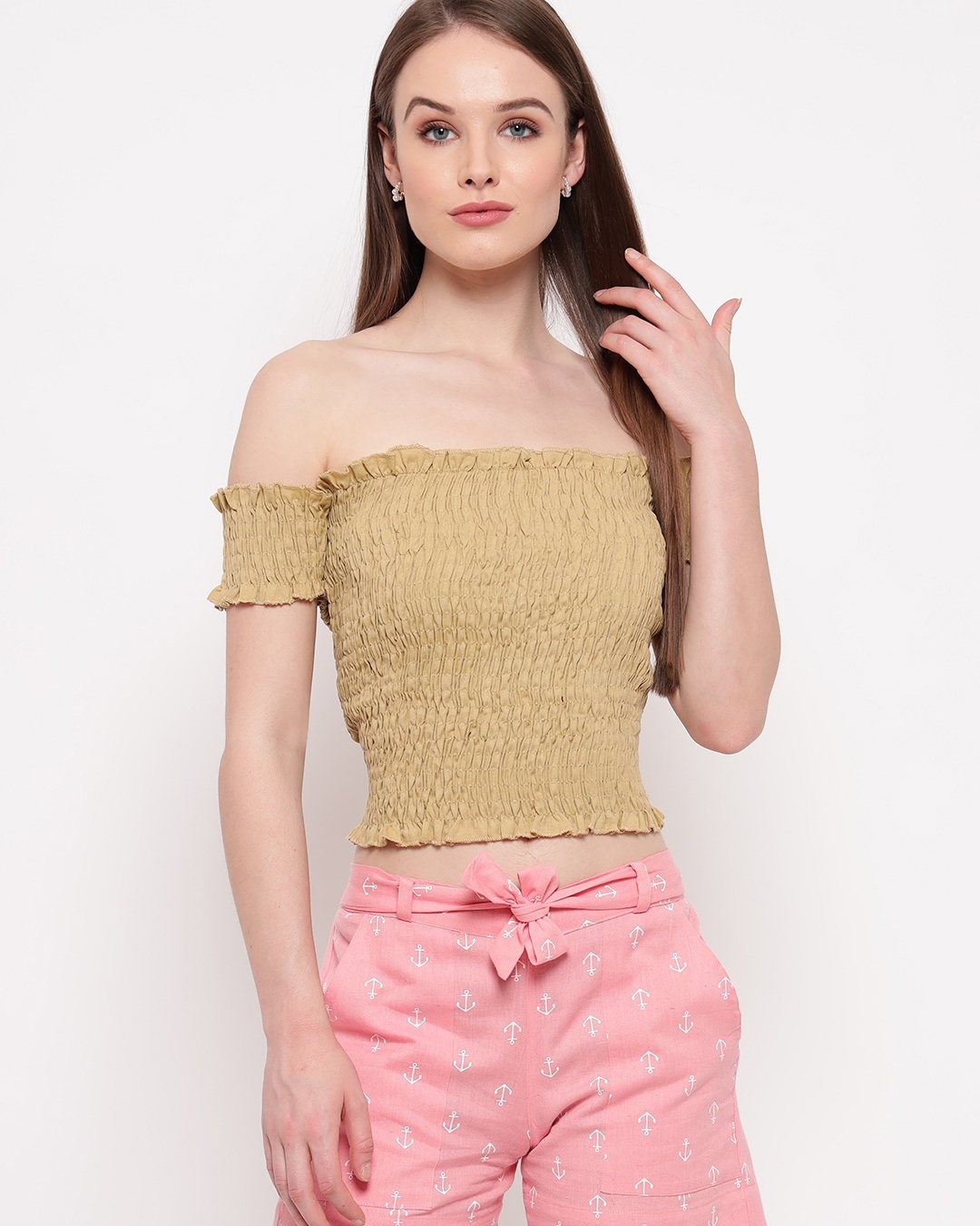 Shop Women's Beige Crop Top-Back