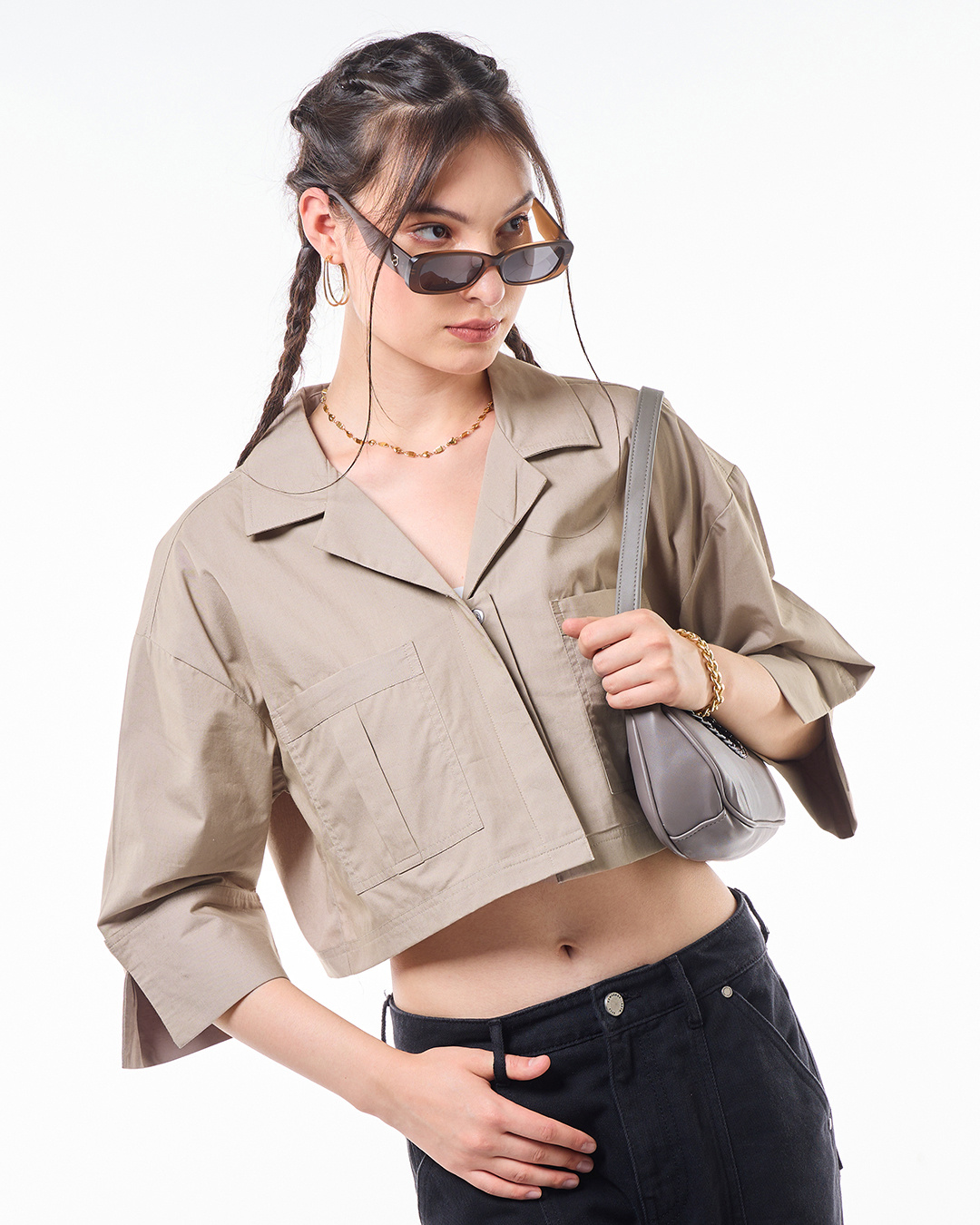 Chateau Twill Crop Shirt Beige