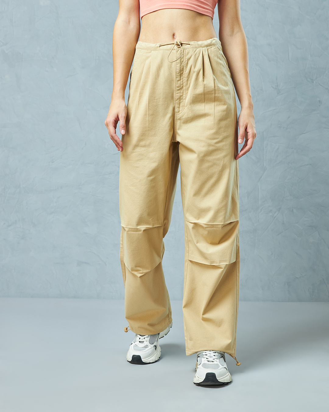 Buy Women's Beige Oversized Parachute Pants Online at Bewakoof