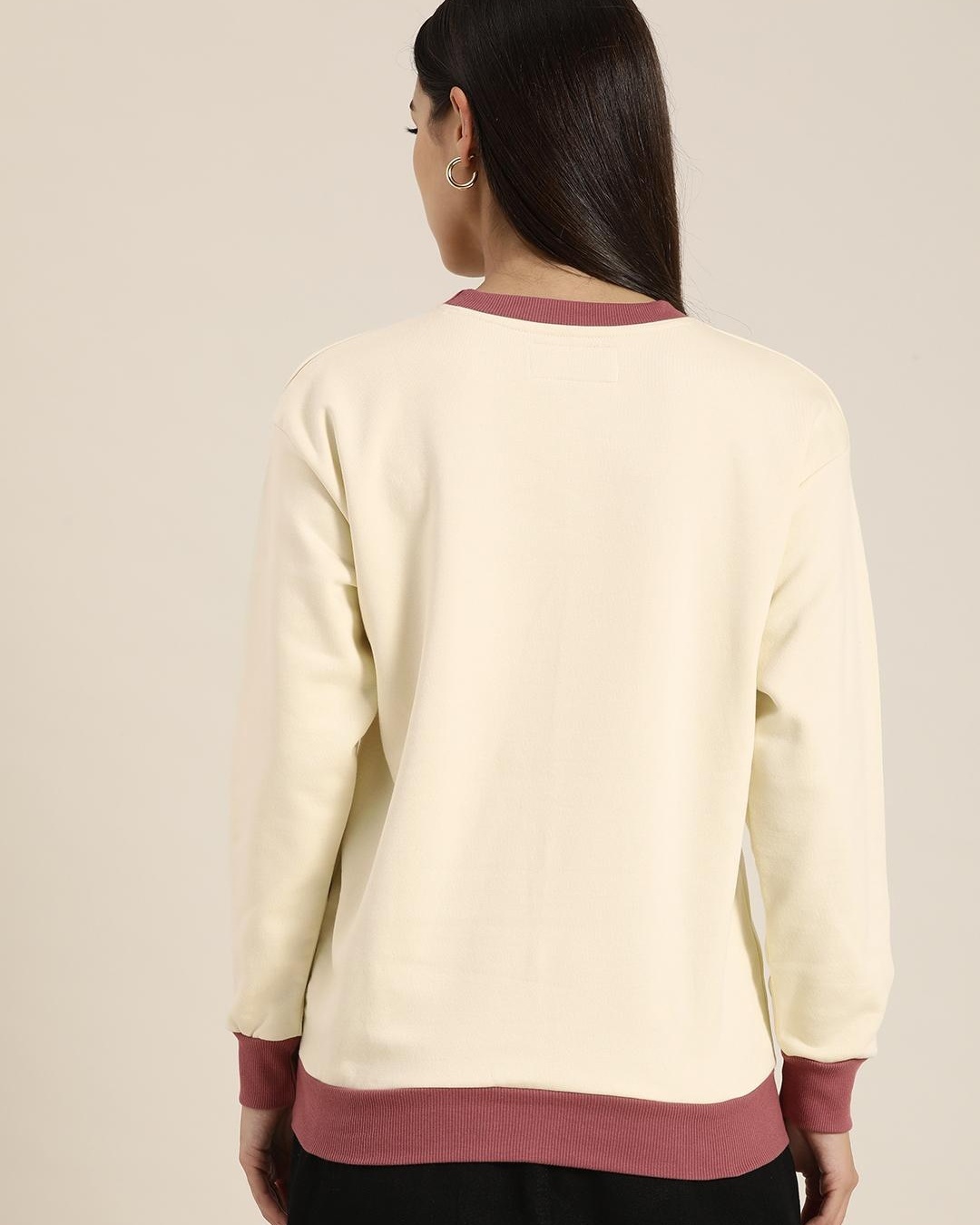 Shop Women's Beige San Diego Typography Oversized Sweatshirt-Back