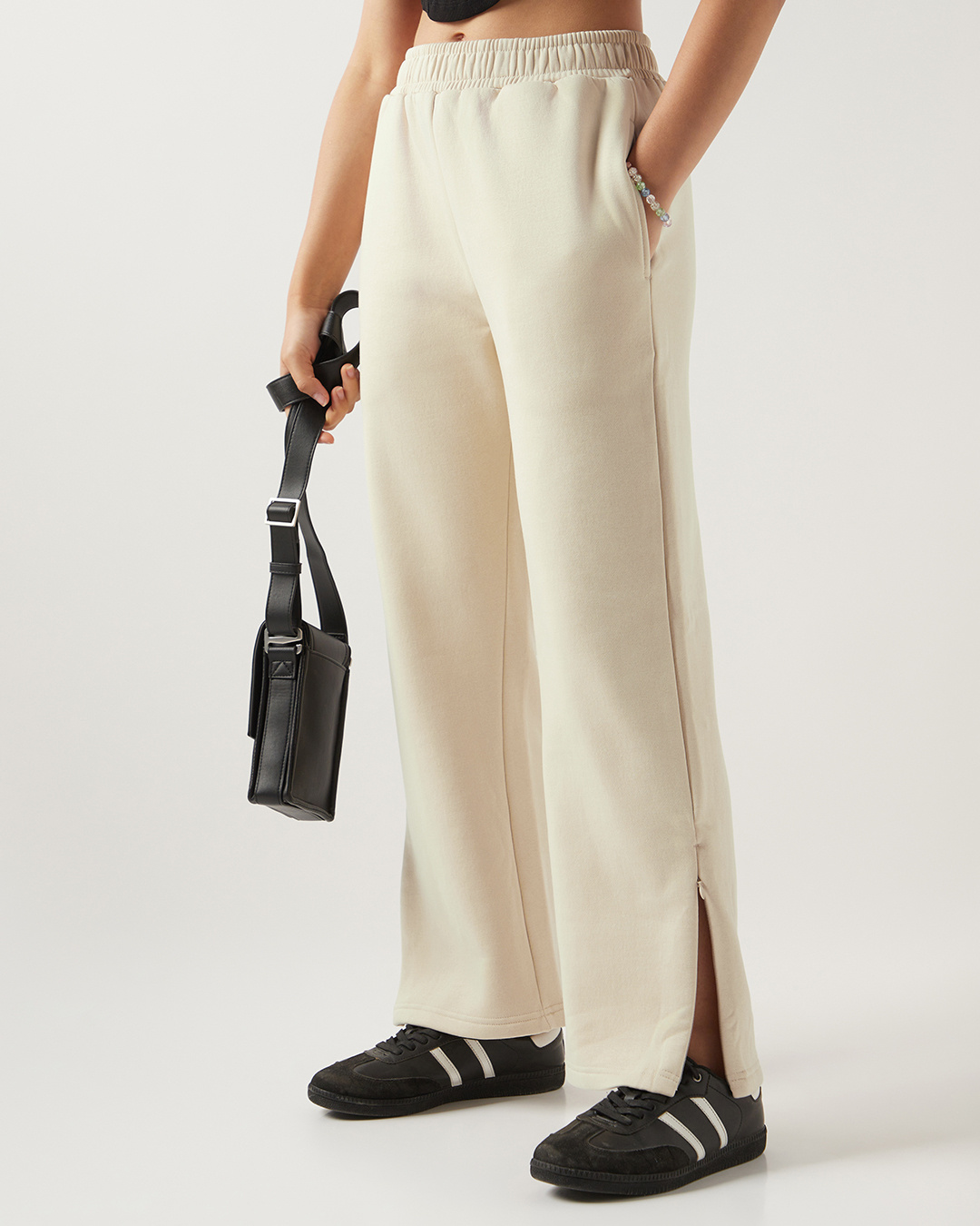 Shop Women's Beige Straight Fit Track Pants-Back