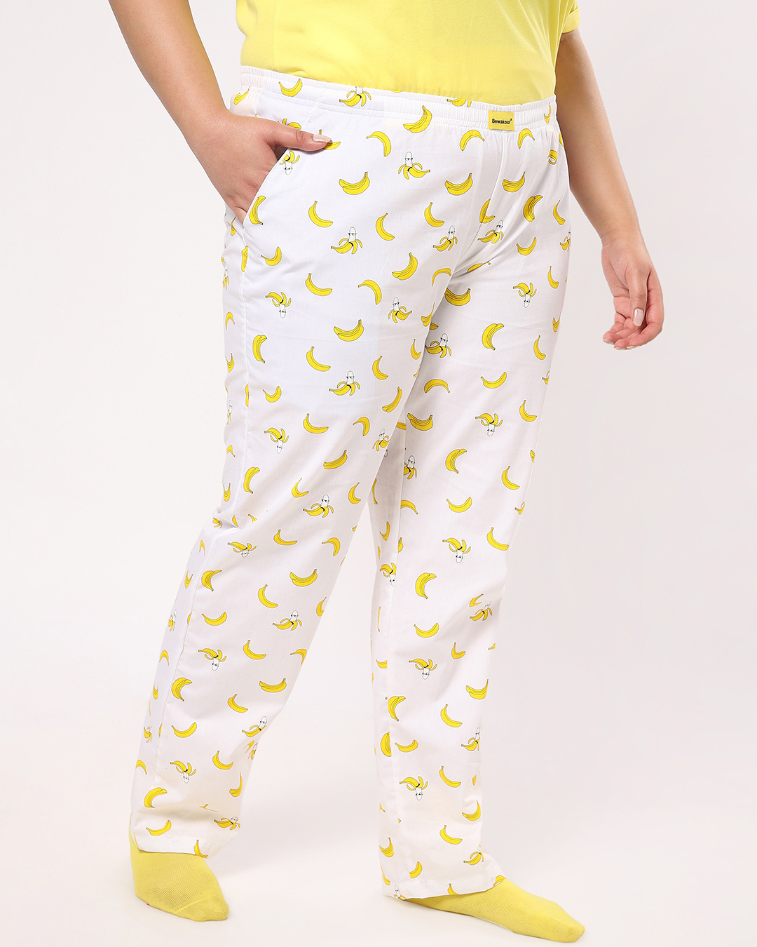 Shop Women's Birthday Yellow Bananas Print Plus Size AOP Pyjamas-Back