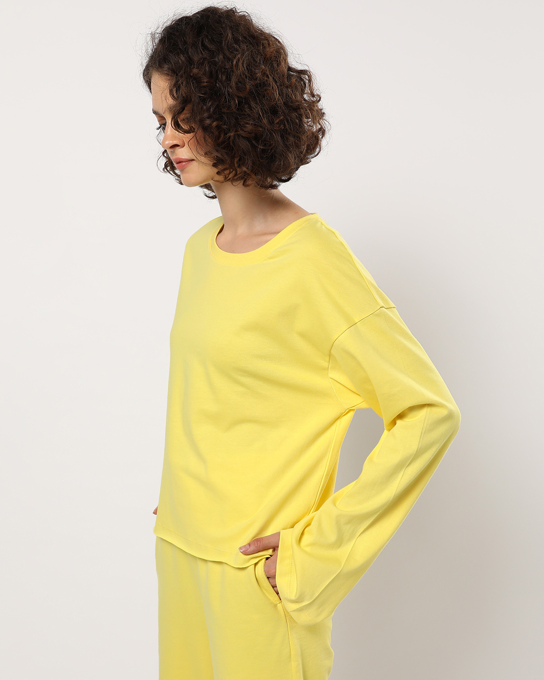 Shop Women's Birthday Yellow Bell Sleeve Super Loose Short Top-Back