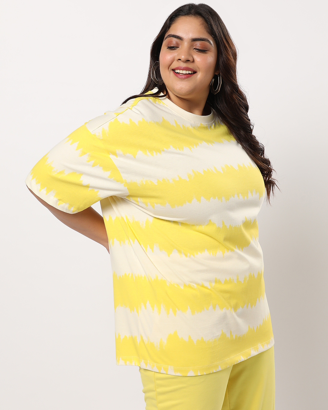 Shop Women's Birthday Yellow Tie & Dye Plus Size Boyfriend T-shirt-Back