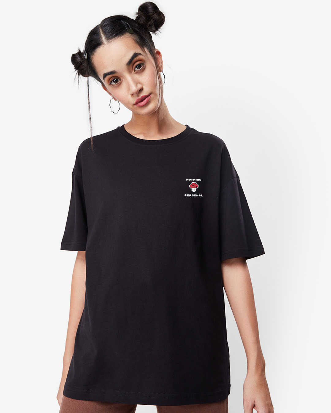 Shop Women's Black 90's Kid Graphic Printed Oversized T-shirt-Back