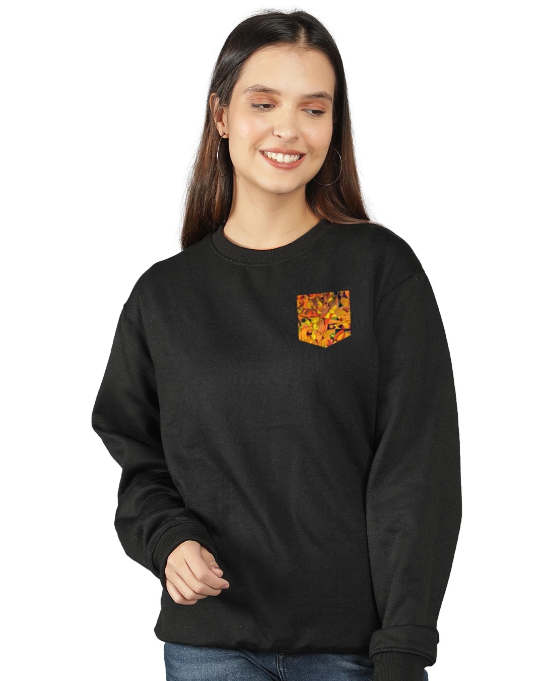 Shop Women's Black Abstract Printed Sweatshirt-Back