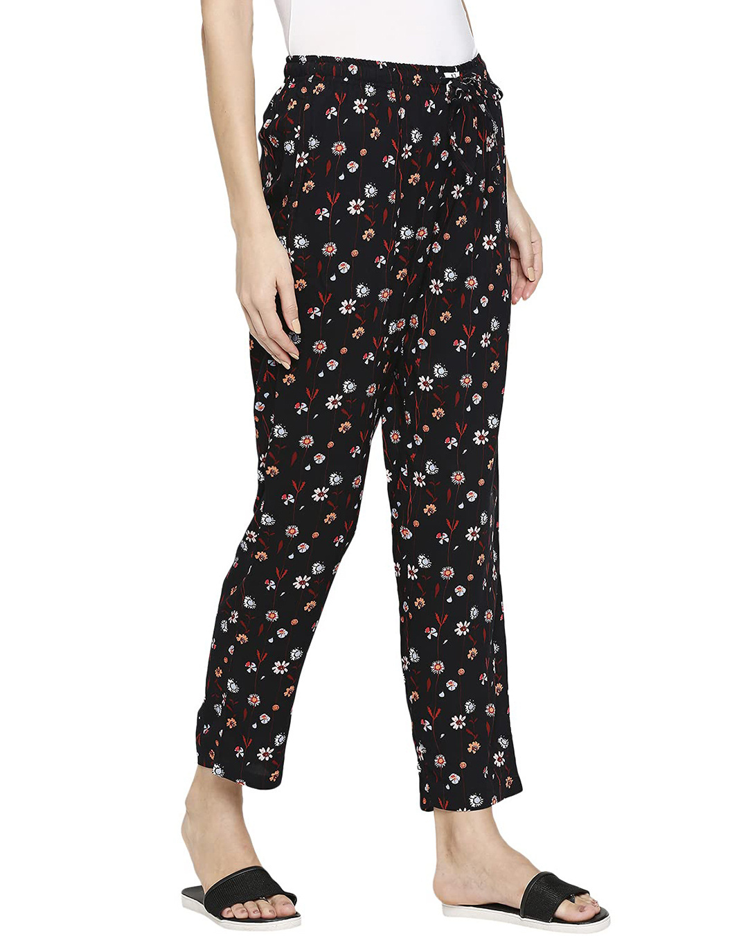 Shop Women's Black All Over Floral Printed Pyjamas-Back
