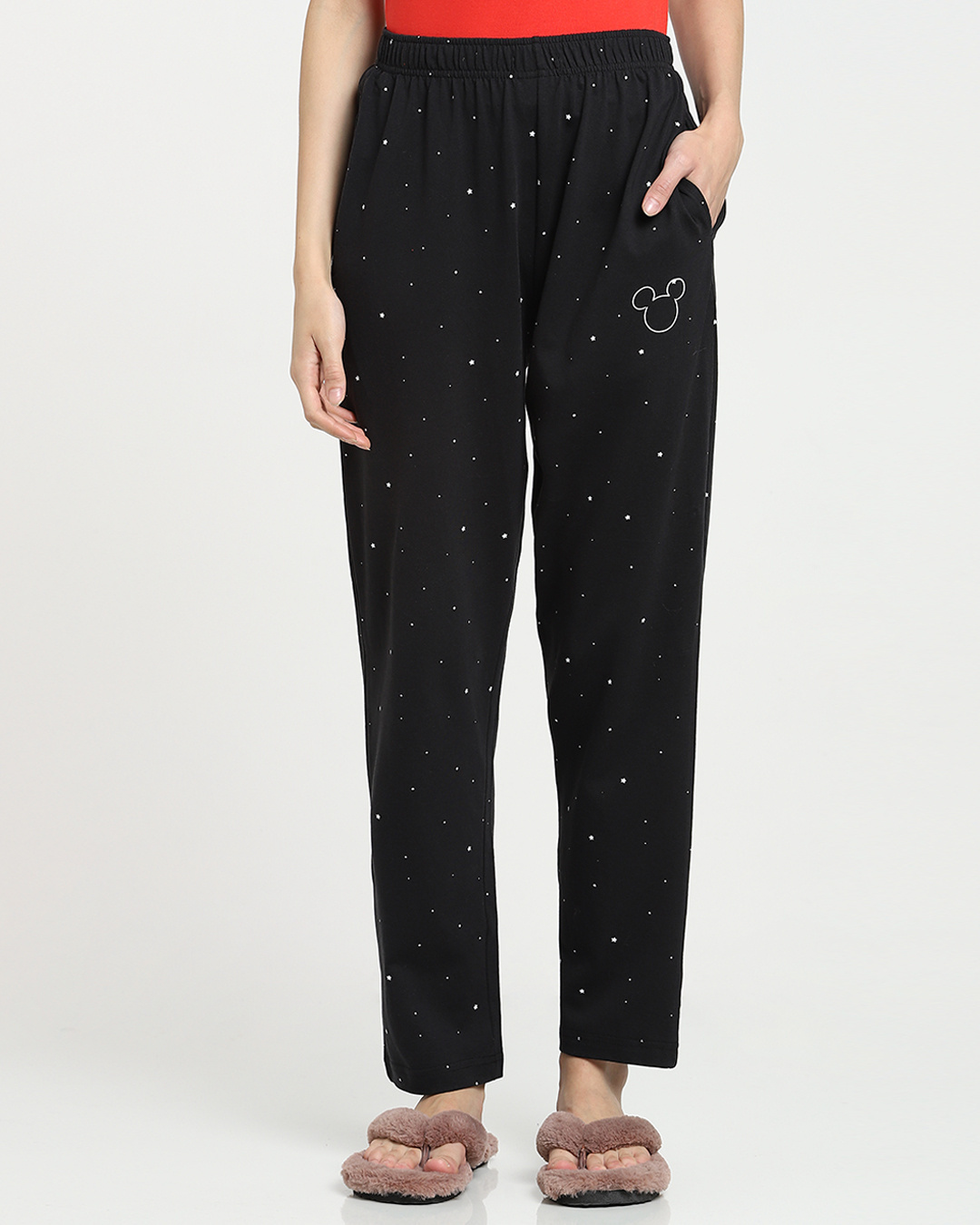 Shop Women's Black All Over Printed Lounge Pyjamas-Back