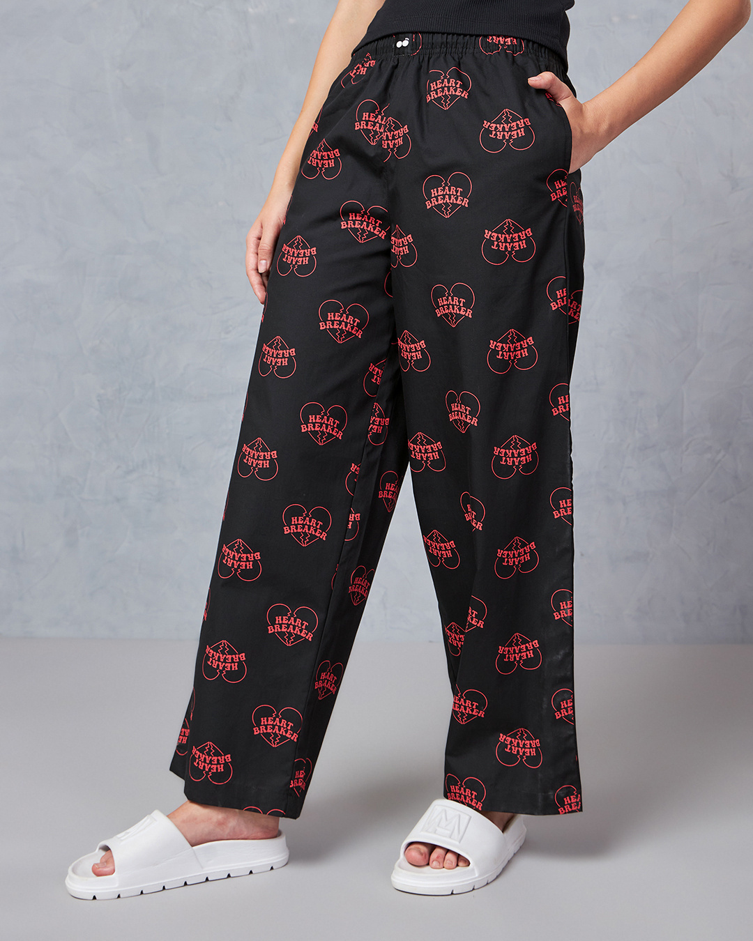 Shop Women's Black All Over Printed Oversized Pyjamas-Back