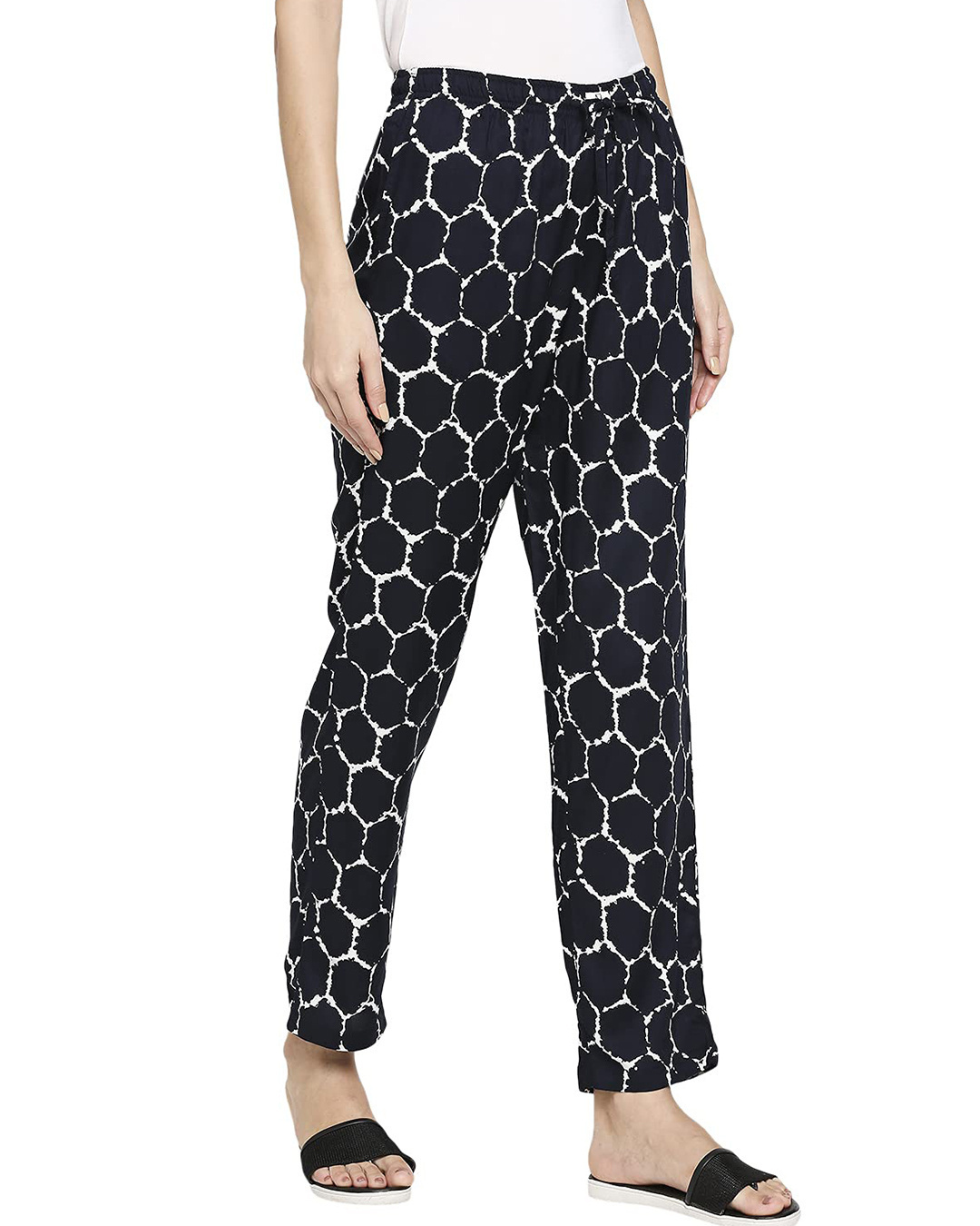 Shop Women's Black All Over Printed Pyjamas-Back
