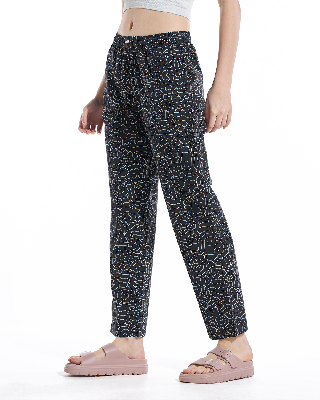 Shop Women's Black All Over Printed Pyjamas-Back