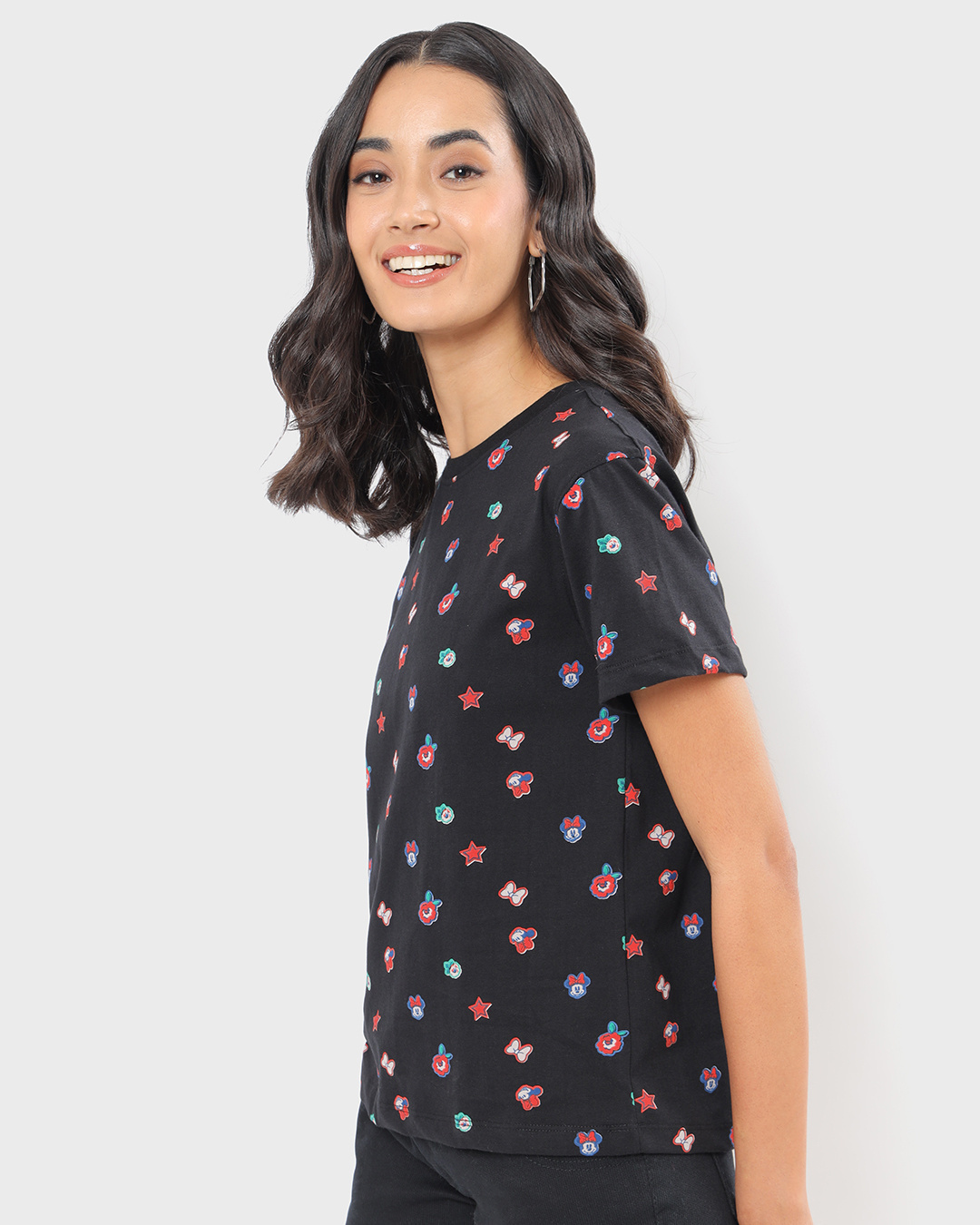 Shop Women's Black All Over Printed T-shirt-Back