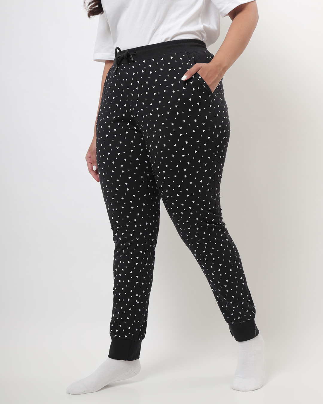 Shop Women's Black AOP Plus Size Lounge Joggers-Back